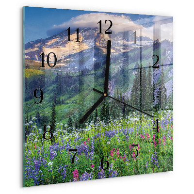 Square wall clock Meadow Mountain