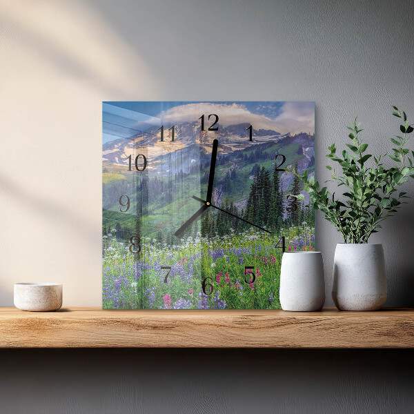 Square wall clock Meadow Mountain
