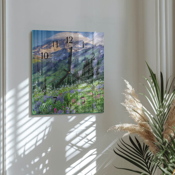 Square wall clock Meadow Mountain