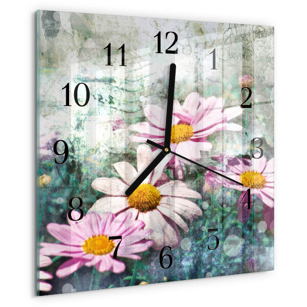Square wall clock Flowers