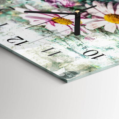Square wall clock Flowers