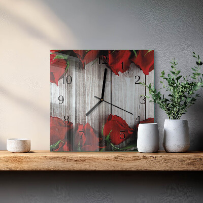 Square wall clock Rose Tablets