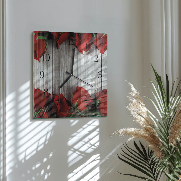 Square wall clock Rose Tablets
