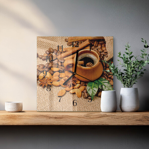 Square wall clock Cinnamon Almonds