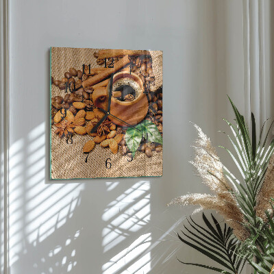 Square wall clock Cinnamon Almonds