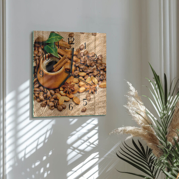 Square wall clock Cinnamon Almonds