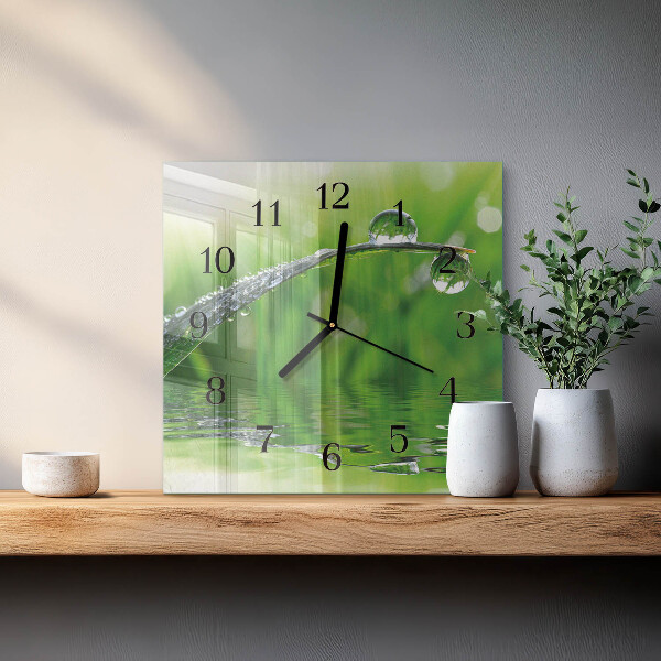 Square wall clock Dew Drops