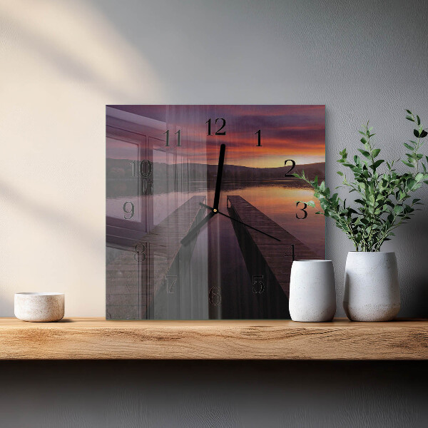 Square wall clock Sunset