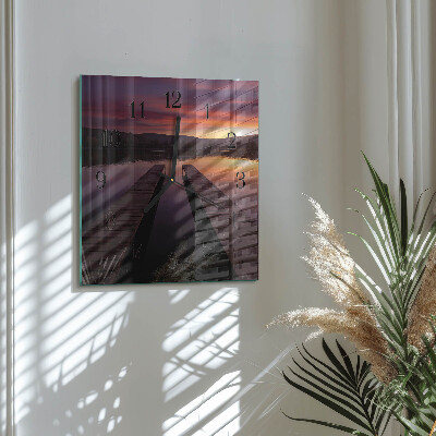Square wall clock Sunset