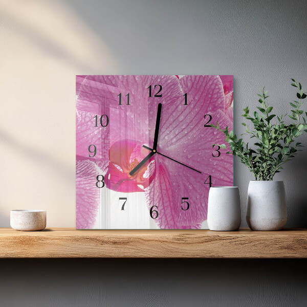 Square wall clock Orchid