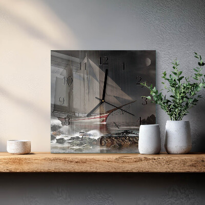 Square wall clock Sailboat