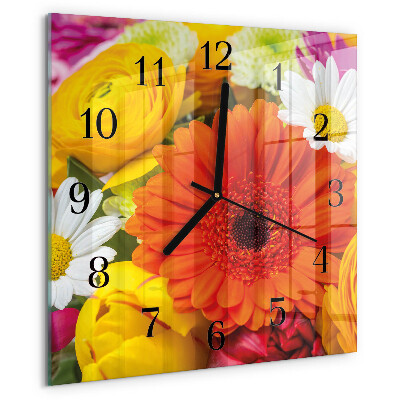 Square wall clock Flowers