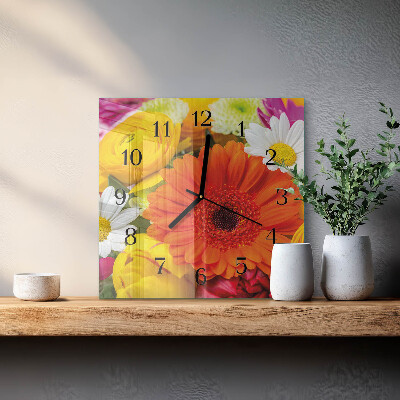 Square wall clock Flowers