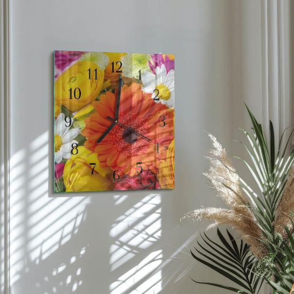 Square wall clock Flowers
