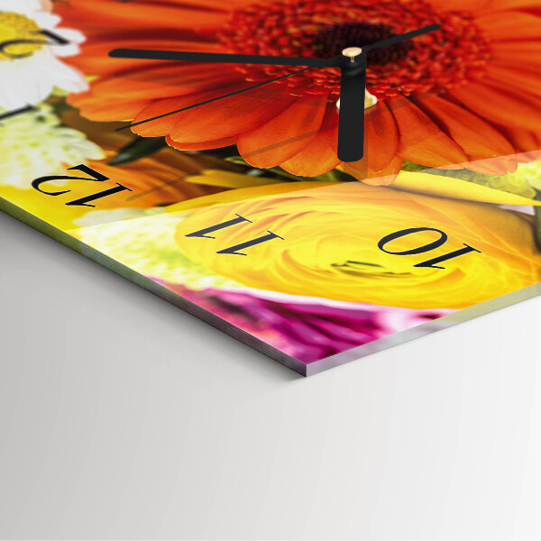 Square wall clock Flowers