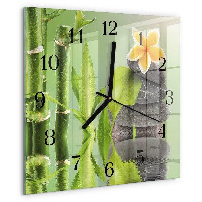 Square wall clock Bamboo Stones