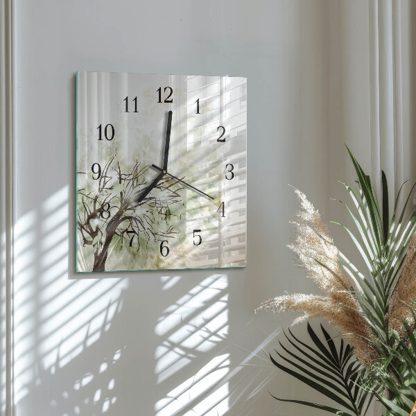 Square wall clock Tree
