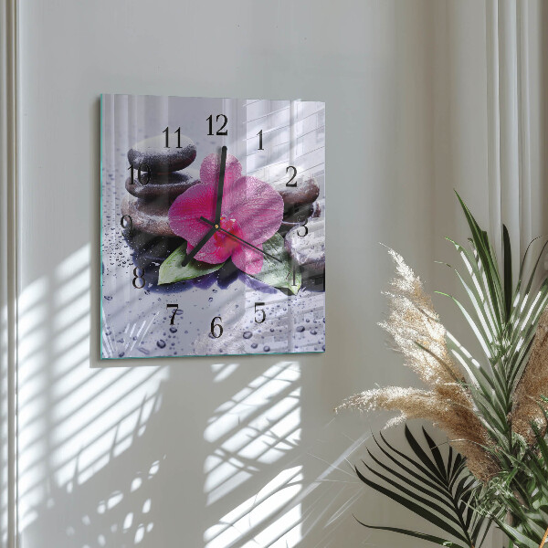 Square wall clock Orchid