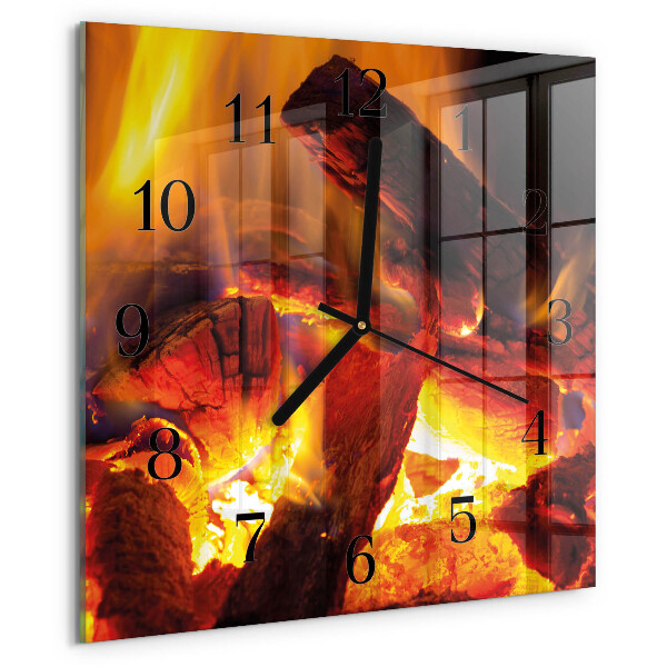 Square wall clock Fire