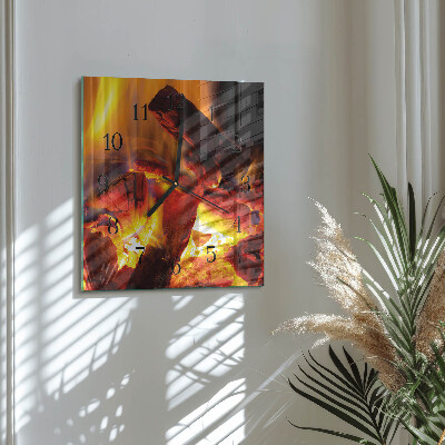 Square wall clock Fire