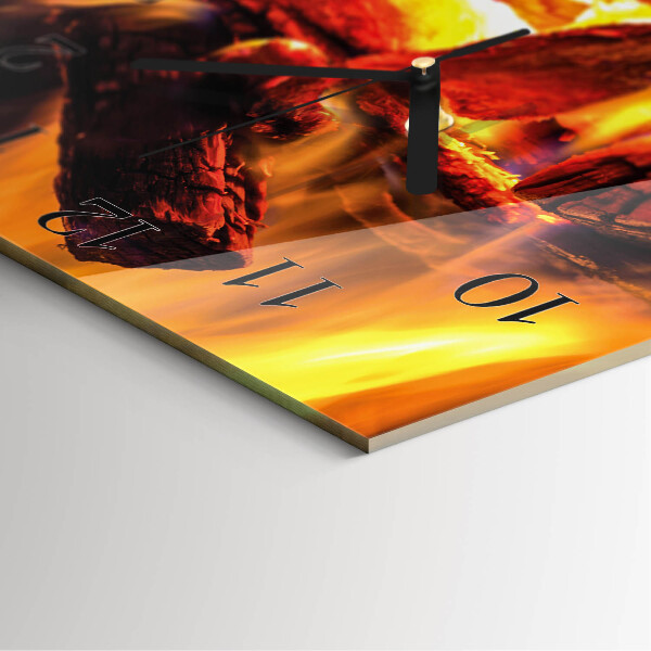 Square wall clock Fire