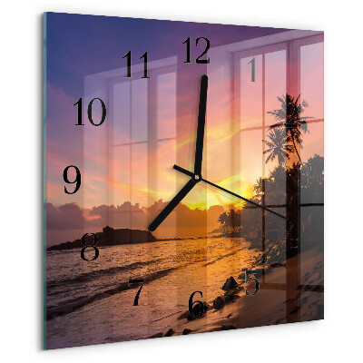 Square wall clock Sunset