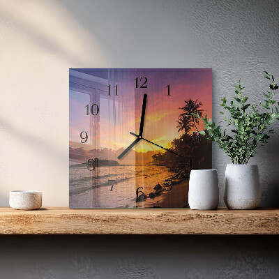 Square wall clock Sunset