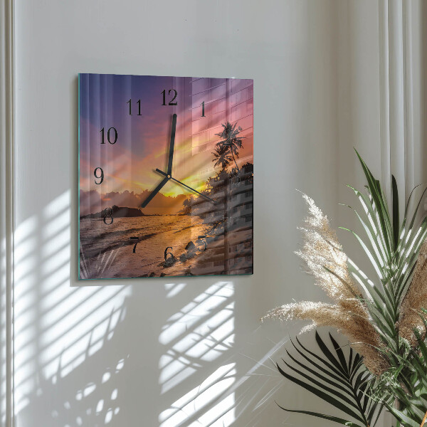 Square wall clock Sunset