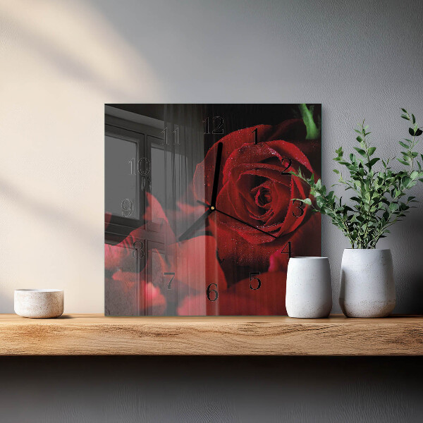 Square wall clock Rose