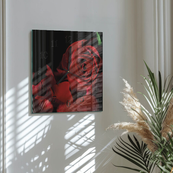 Square wall clock Rose