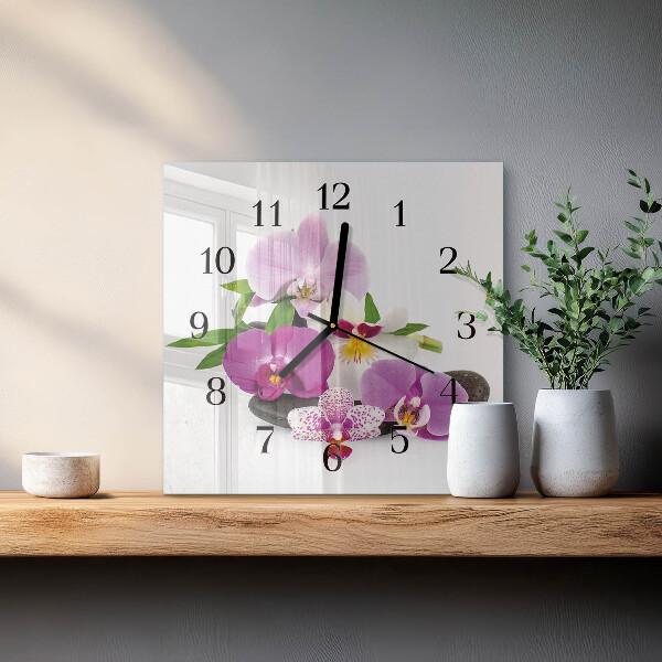 Square wall clock Orchid