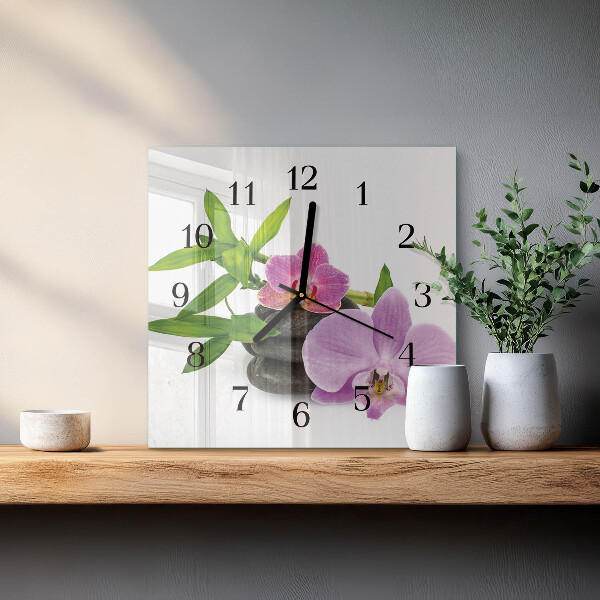 Square wall clock Orchid