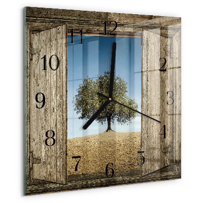 Square wall clock Tree
