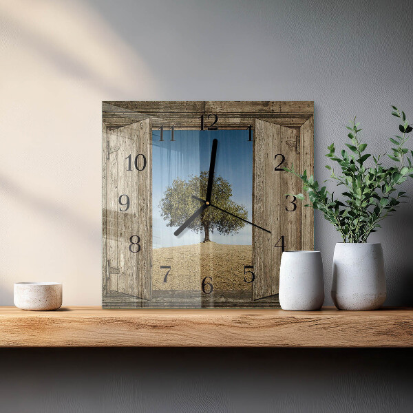 Square wall clock Tree