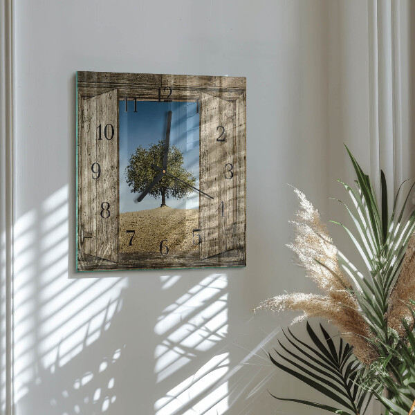 Square wall clock Tree
