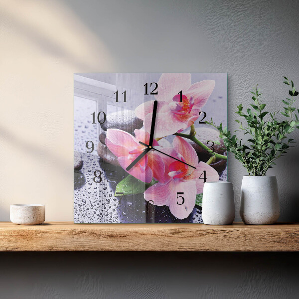 Square wall clock Orchid