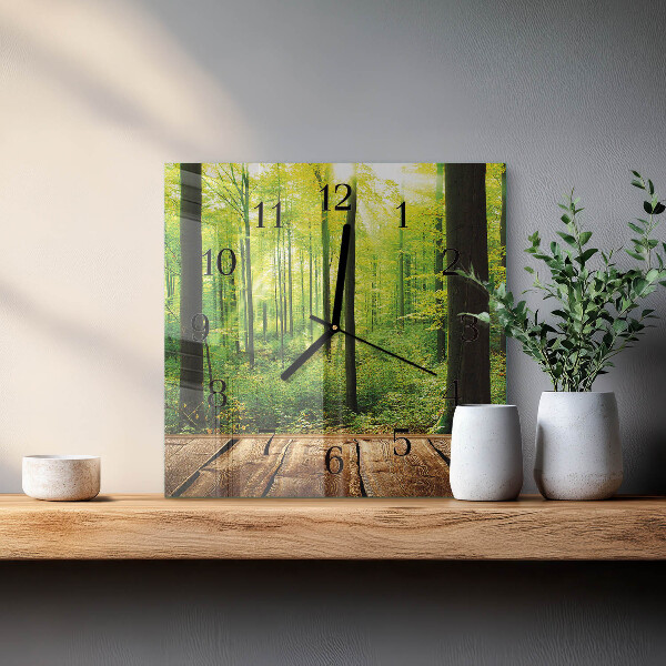 Square wall clock Forest