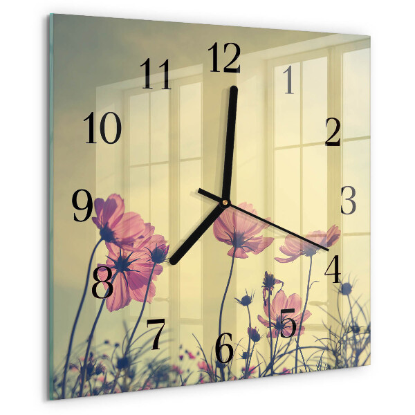 Square wall clock Flowers
