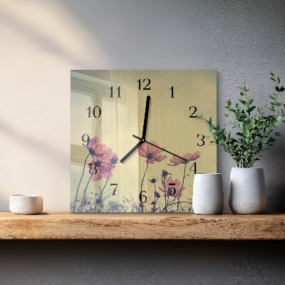 Square wall clock Flowers