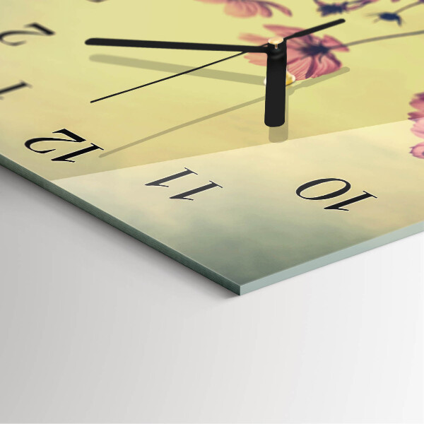 Square wall clock Flowers