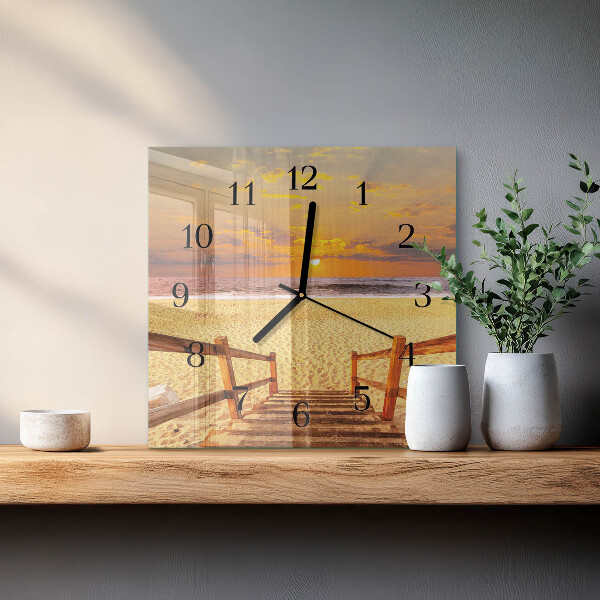 Square wall clock Beach Bridge