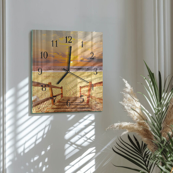 Square wall clock Beach Bridge