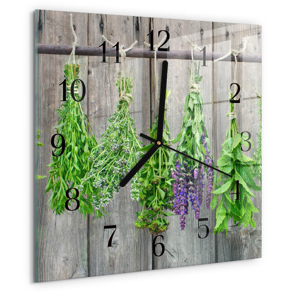 Square wall clock Herbs
