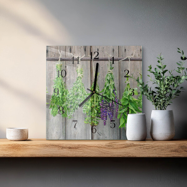Square wall clock Herbs