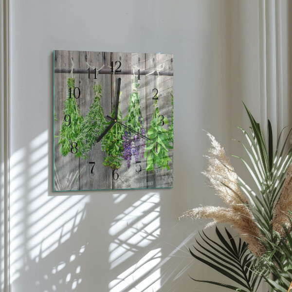 Square wall clock Herbs
