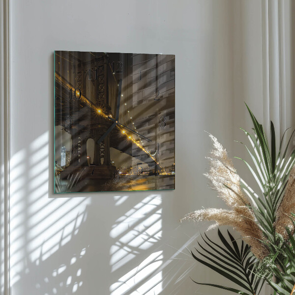 Square wall clock Night of the Bridge