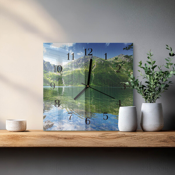 Square wall clock Mountain Lake