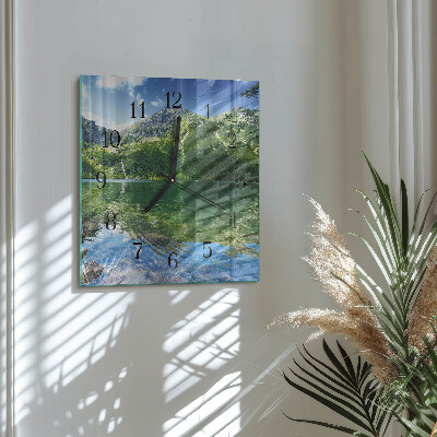 Square wall clock Mountain Lake