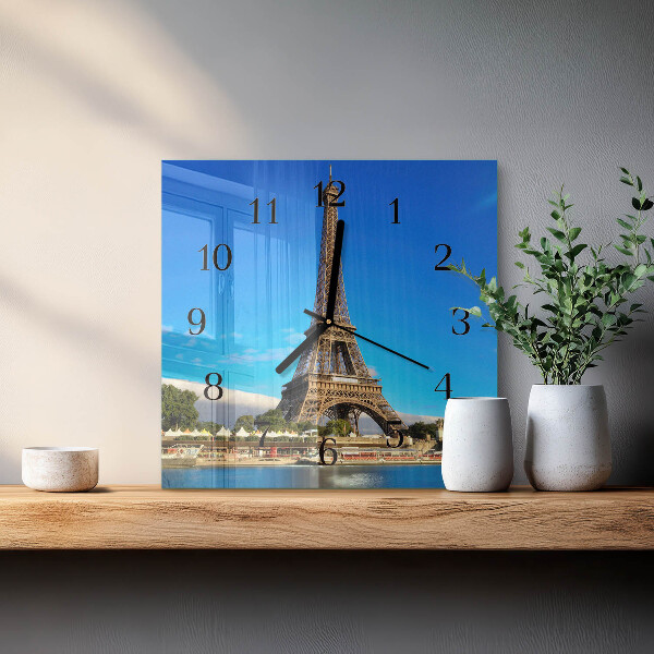 Square wall clock Eiffel Tower Paris