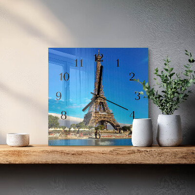 Square wall clock Eiffel Tower Paris